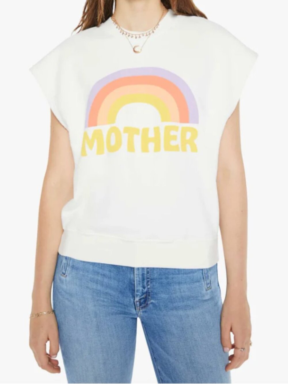 MOTHER The Drop Square Short Sleeve Over Mother Rainbow Sweatshirt M ($150) - Picture 2 of 12